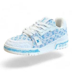 LOUIS VUITTON lv trainer sneaker white and blue