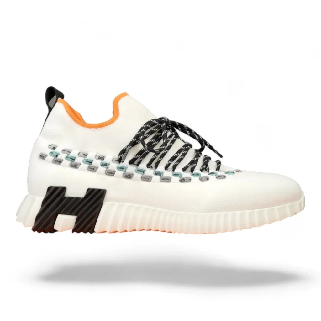HERMES paris sneakers white&orange