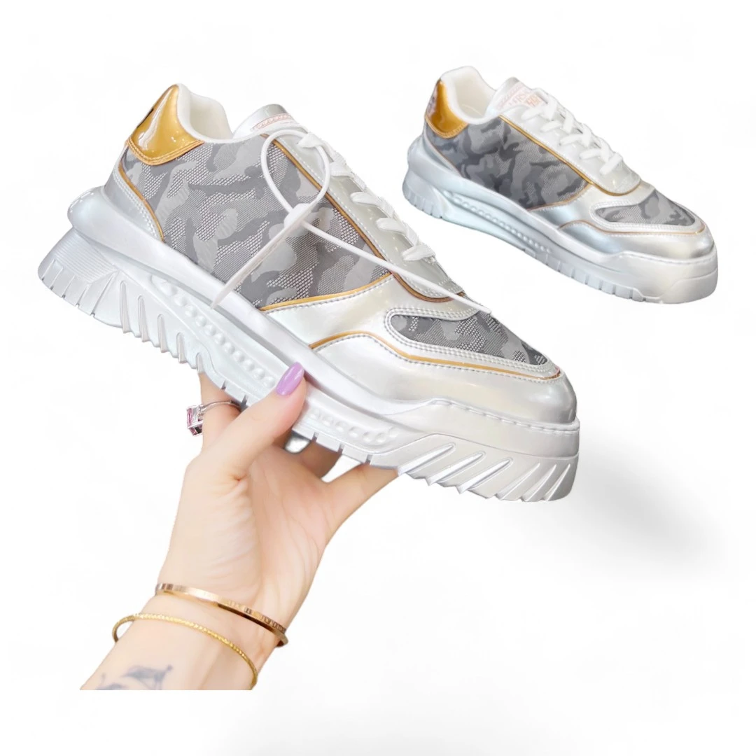 VERSACE trigreca sneakers silver and grey