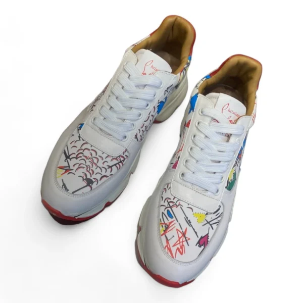 CHRISTIAN LOUBOUTIN loubishark graffiti white and red