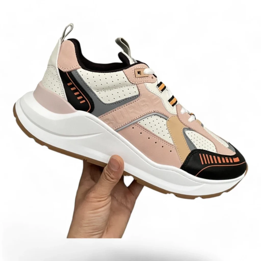 BURBERRY squalo leather and suede pink, beige, and white