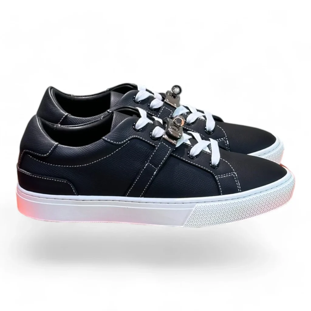 HERMÈS velvet sneaker black and white