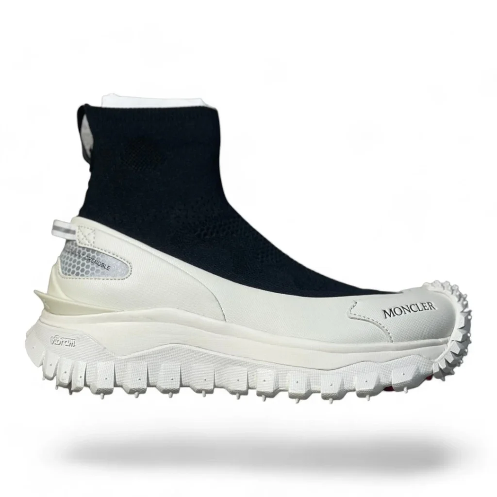 MONCLER trailgrip knit boot black and white