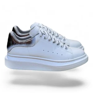 ALEXANDER MCQUEEN oversized sneaker white and metallic silver