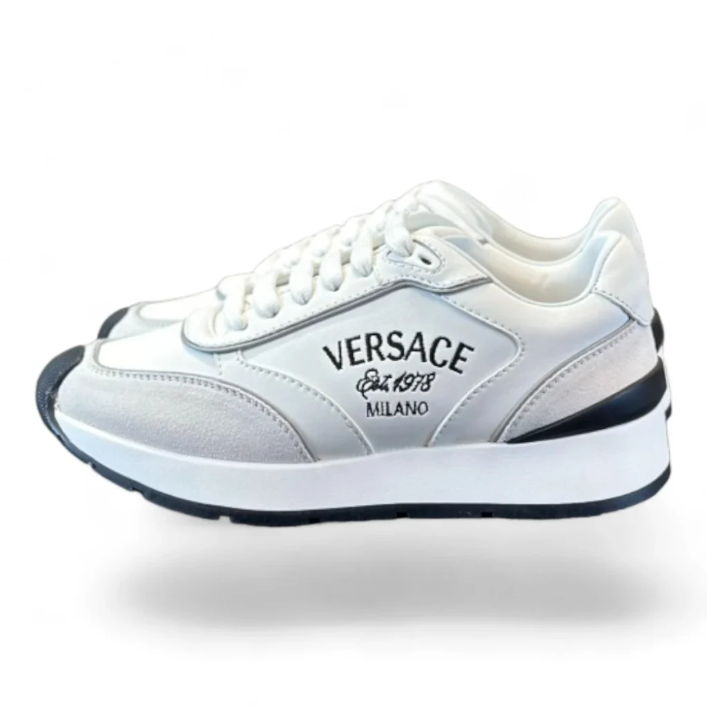 VERSACE cross chainer white and gray