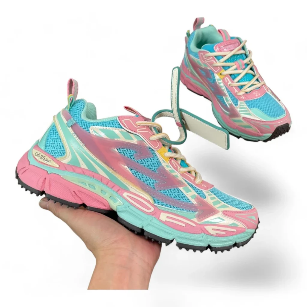 OFF-WHITE odsy-1000 blue, pink, and mint green