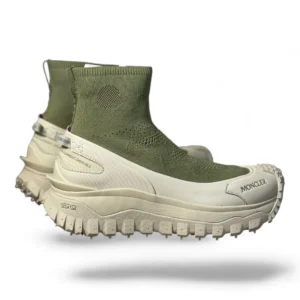 MONCLER trailgrip knit boot green and beige
