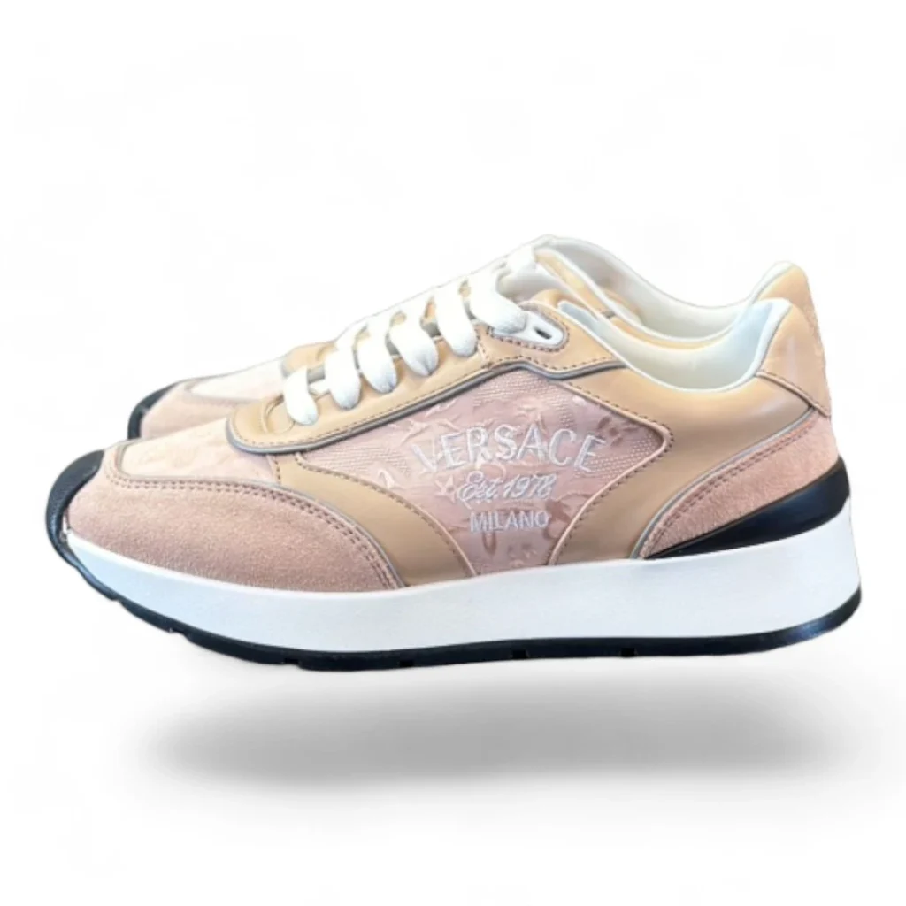 VERSACE cross chainer beige and white