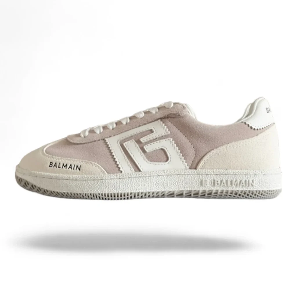 BALMAIN b-court beige and white