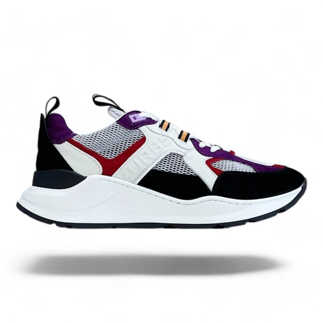 BURBERRY squalo mesh and suede white, purple, and red