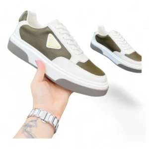 PRADA prax 01 leather sneakers green and white