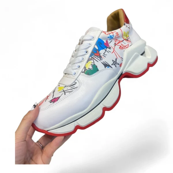 CHRISTIAN LOUBOUTIN loubishark graffiti white and red