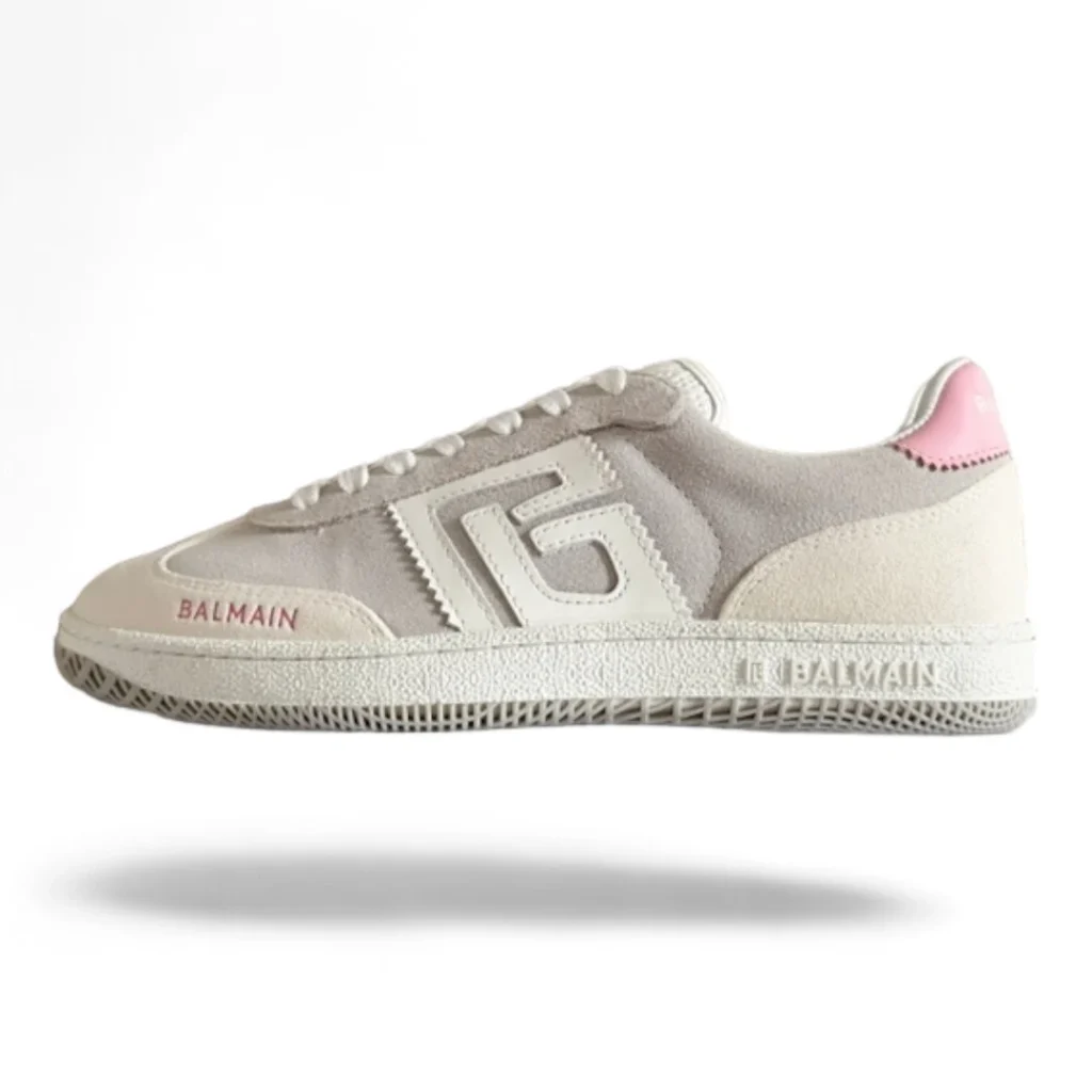 BALMAIN b-court white and pink