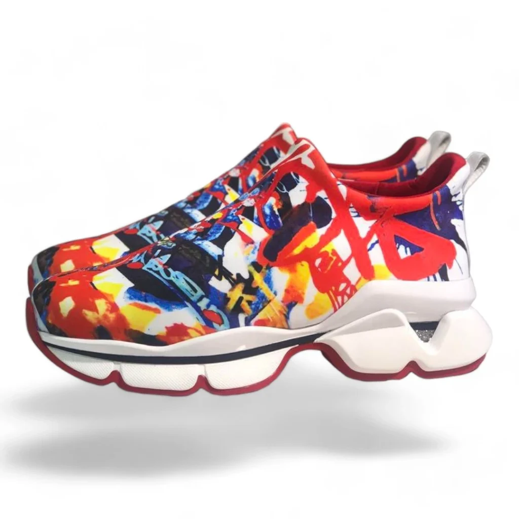 CHRISTIAN LOUBOUTIN spike sock graffiti multicolor