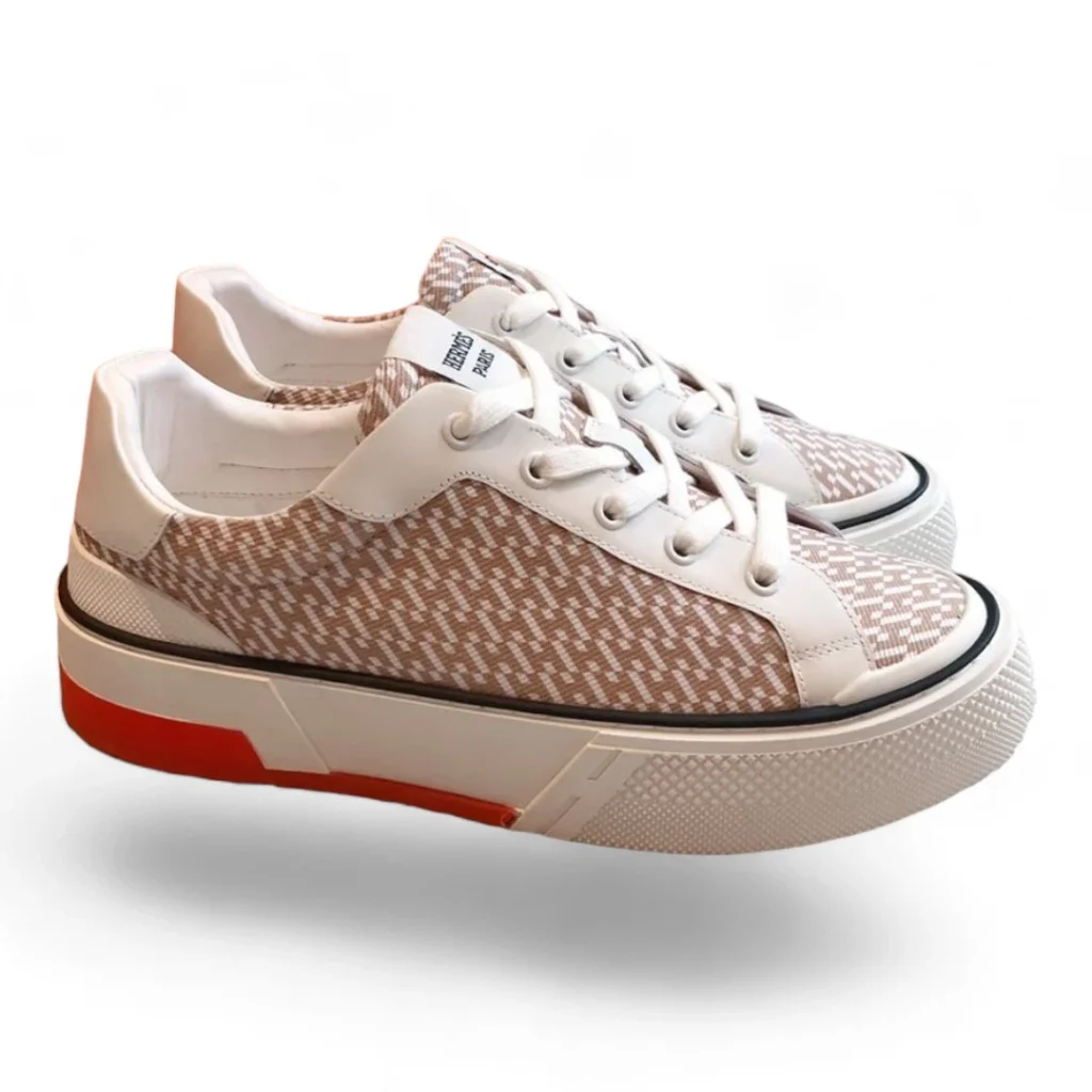 HERMÈS avant-garde sneaker beige and white