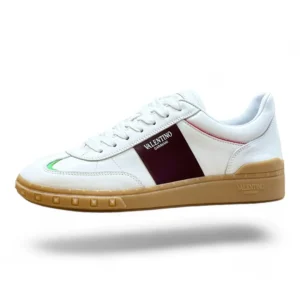 VALENTINO garavani rockstud one sneaker white and burgundy