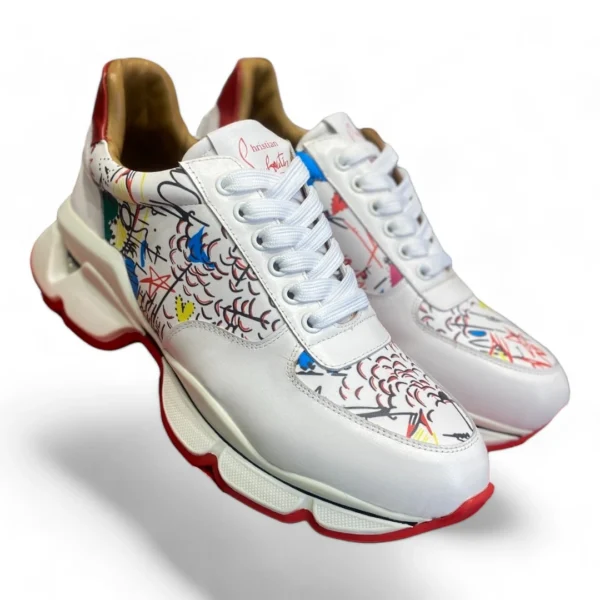 CHRISTIAN LOUBOUTIN loubishark graffiti white and red