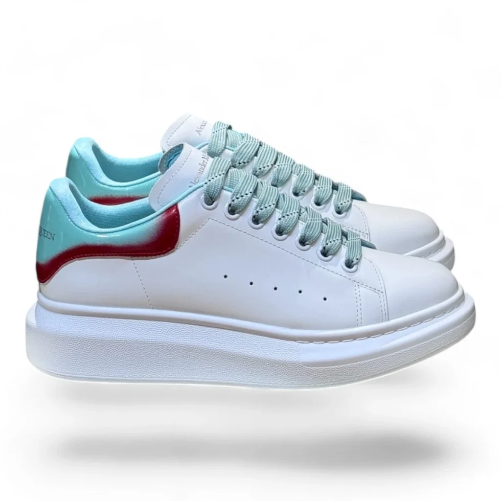 ALEXANDER MCQUEEN oversized sneaker white, red, and light blue