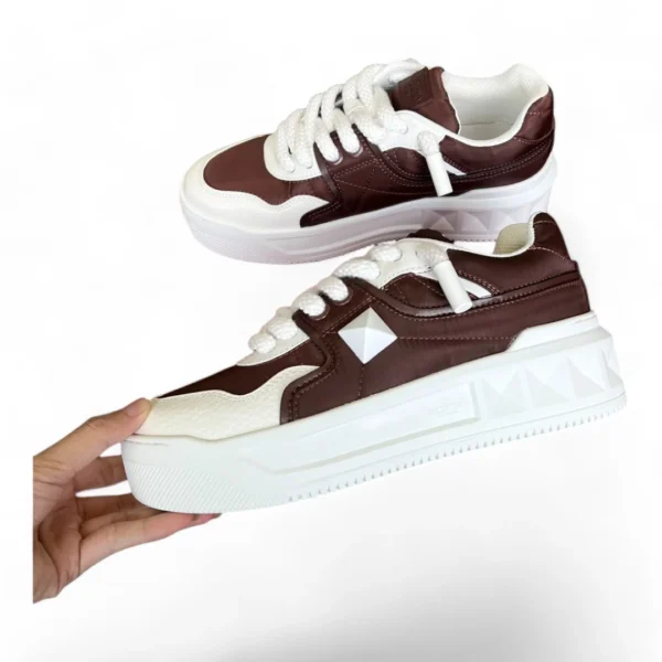 VALENTINO garavani one stud sneaker brown and white