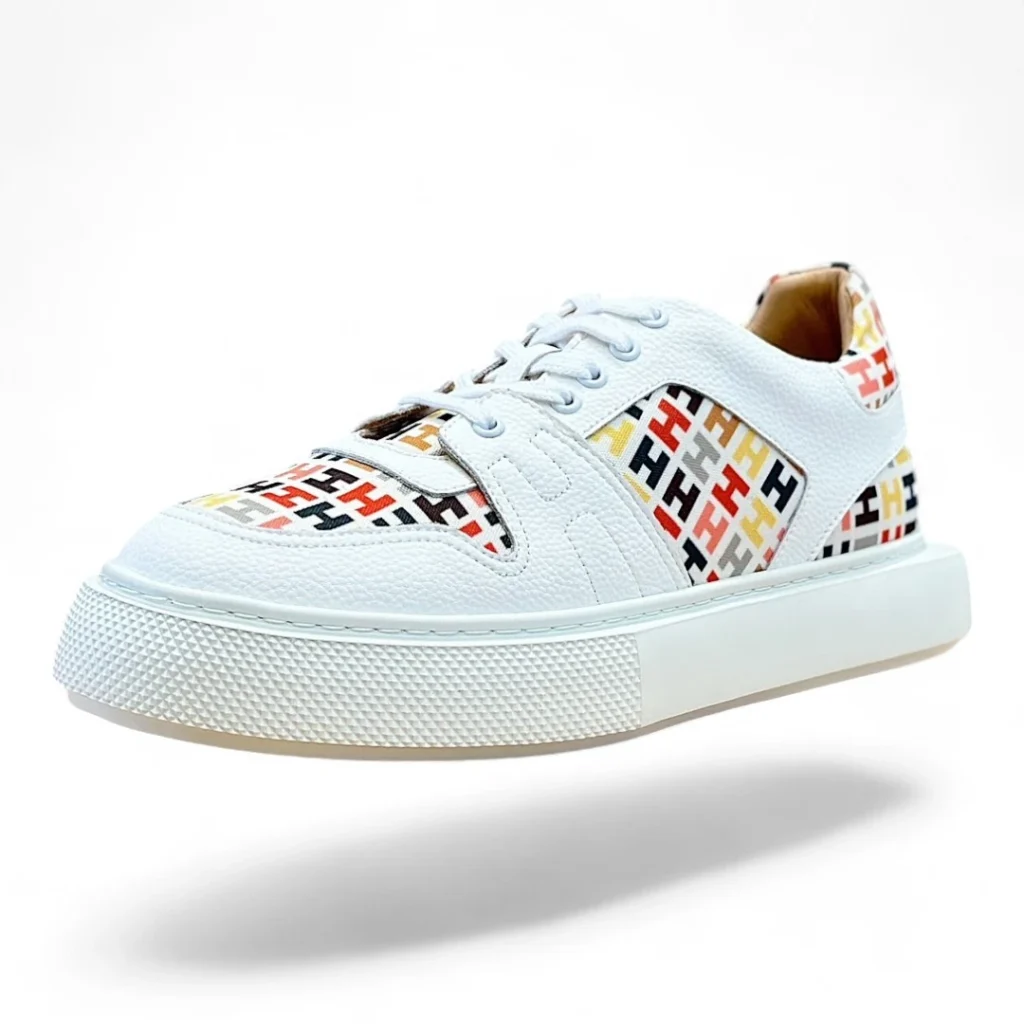 HERMÈS avenue sneaker white and orange multicolor