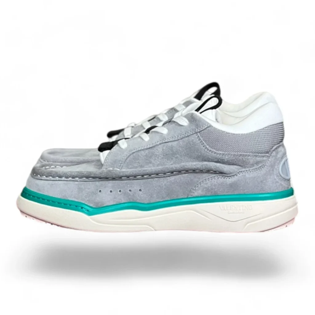 VALENTINO garavani one stud low-top grey and teal