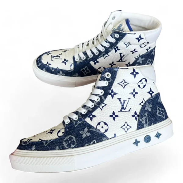 LOUIS VUITTON tattoo sneaker boot blue and white