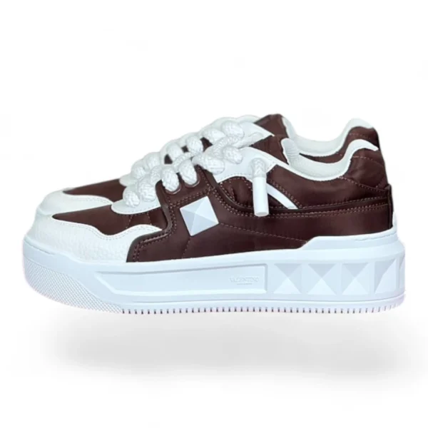 VALENTINO garavani one stud sneaker brown and white
