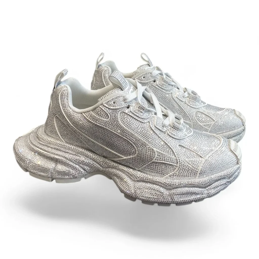 BALENCIAGA runner full rhinestone white