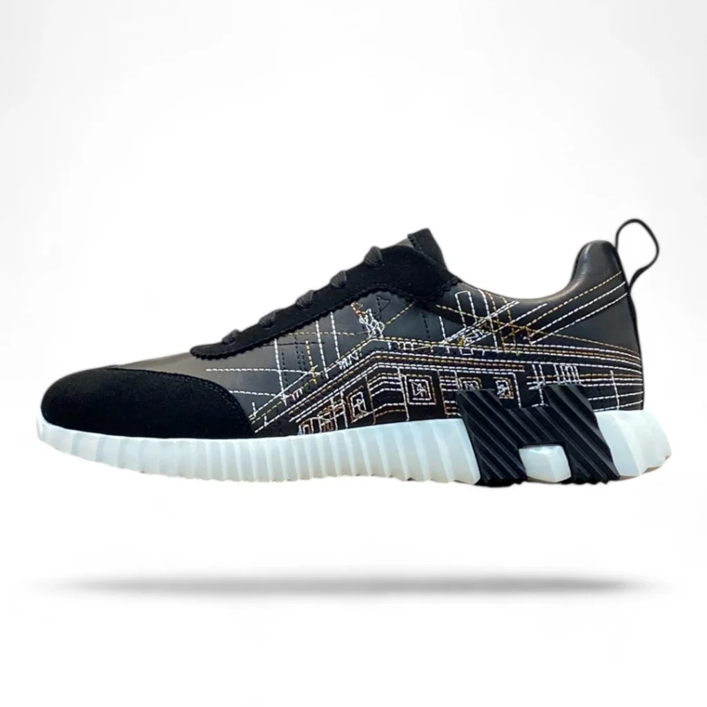 HERMES day sneaker black and white