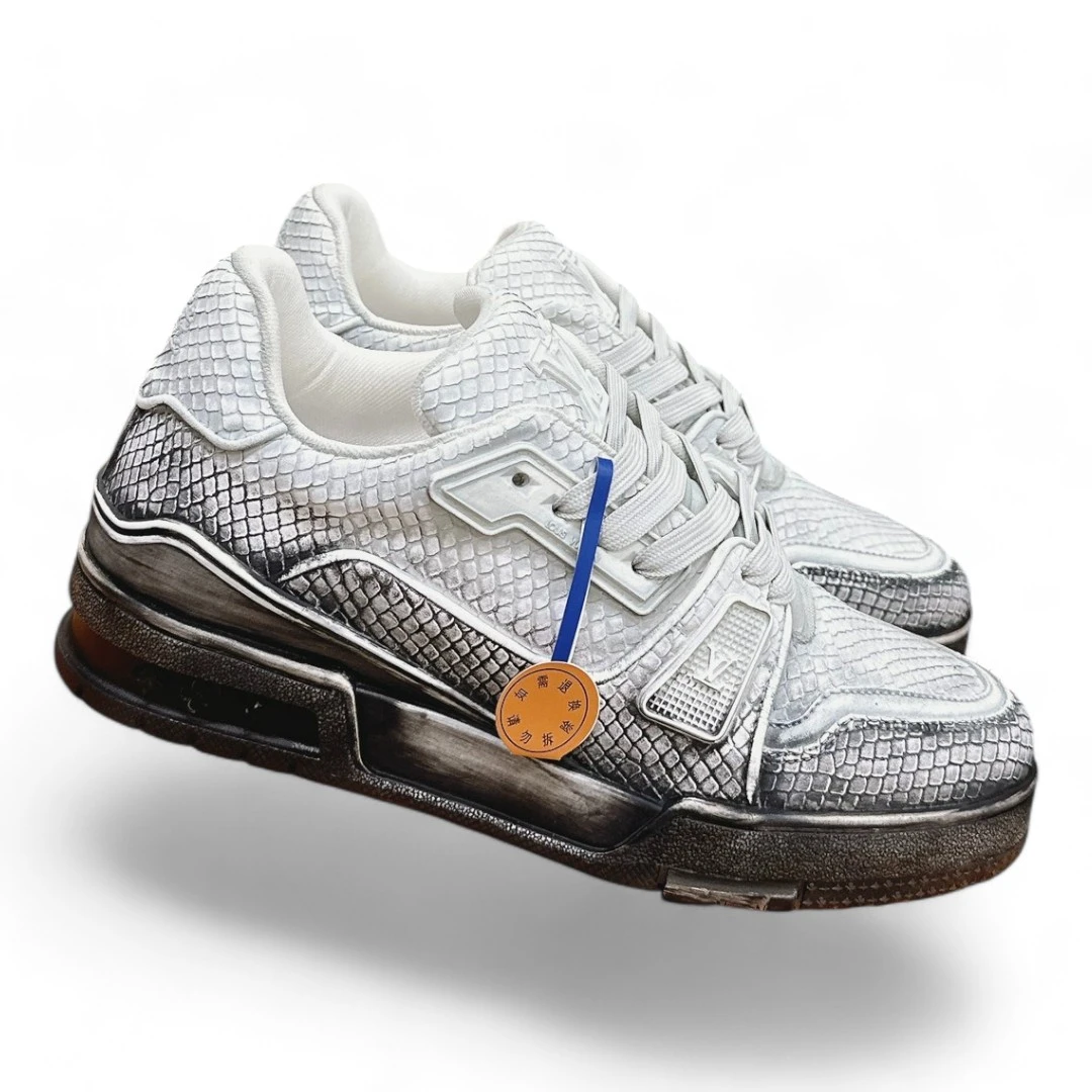 LOUIS VUITTON lv trainer alligator white and grey