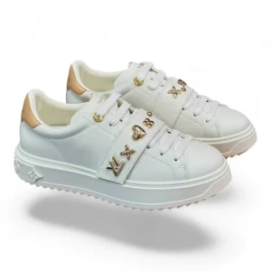 LOUIS VUITTON time out sneaker white and gold