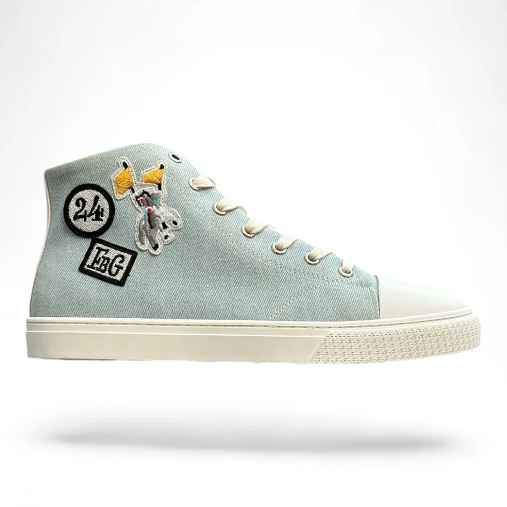 HERMÈS replay sneaker high-top light blue and white