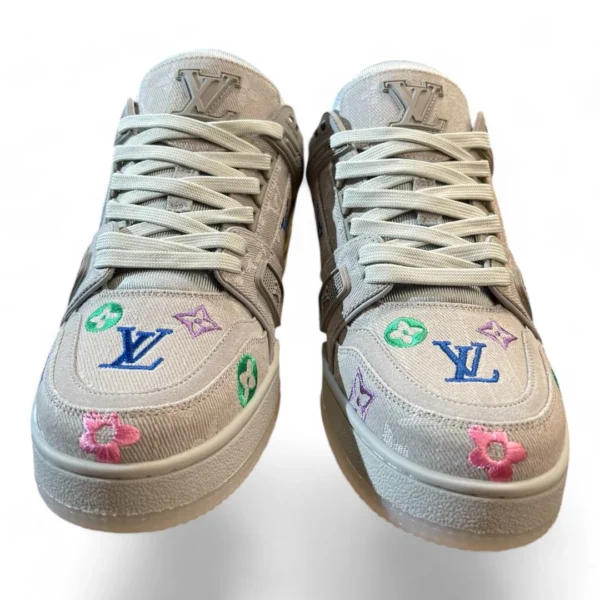 LOUIS VUITTON trainer denim patches grey
