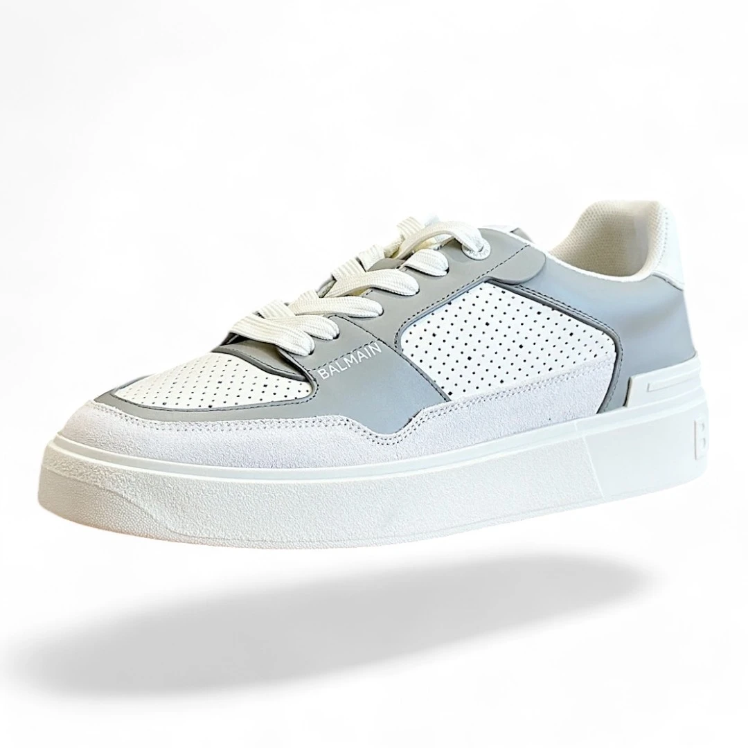 BALMAIN b-bold low top white and grey