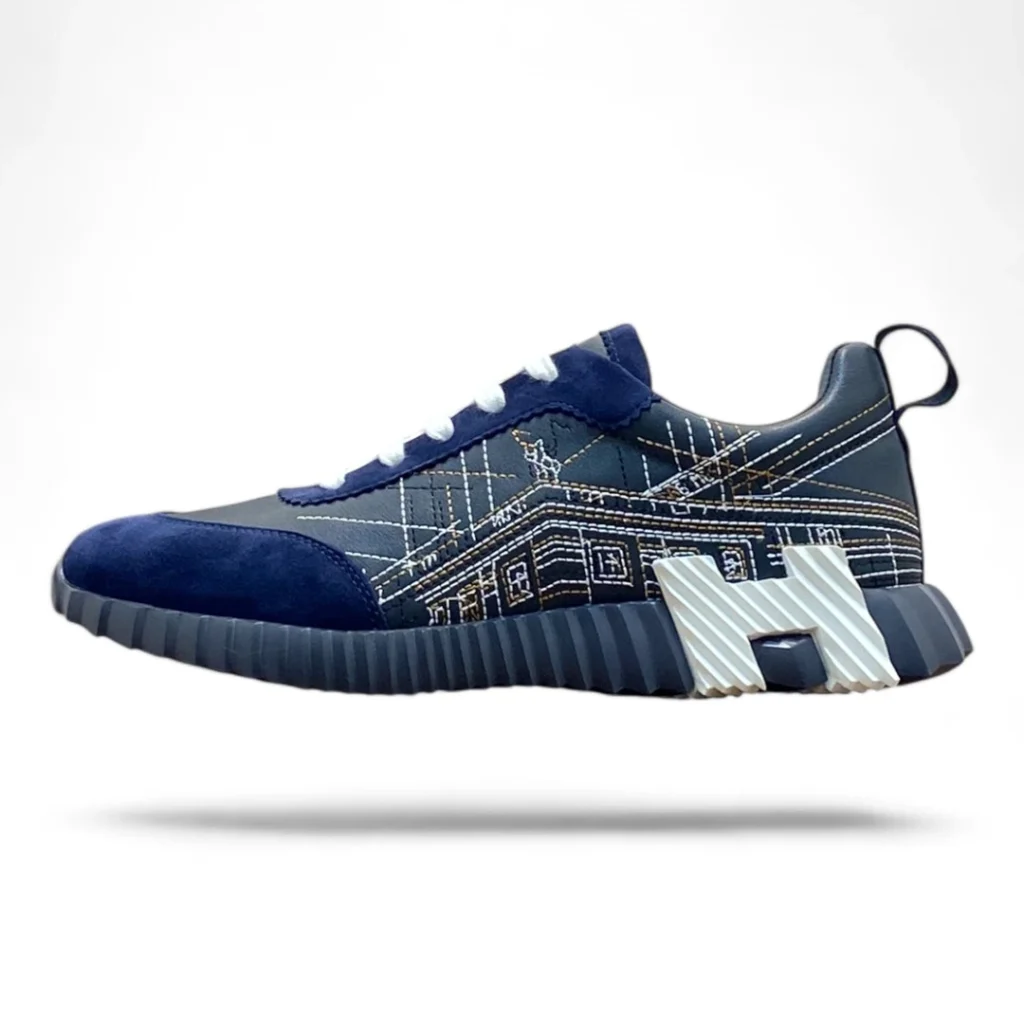 HERMES day sneaker navy and white