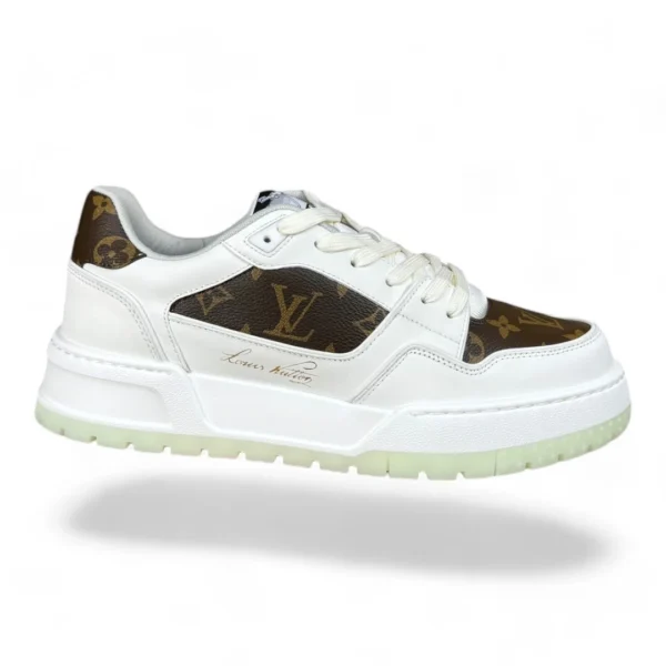 LOUIS VUITTON trainer white and brown monogram