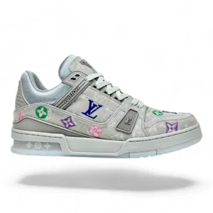 LOUIS VUITTON trainer denim patches grey
