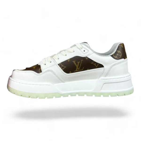 LOUIS VUITTON trainer white and brown monogram
