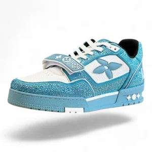 LOUIS VUITTON lv trainer blue and white strass