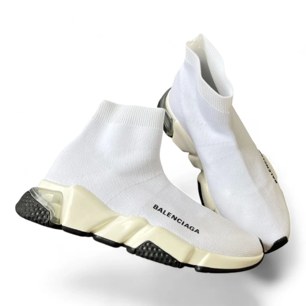 BALENCIAGA speed trainer clear sole white and black