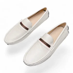 VERSACE medusa loafer white with black and red trim