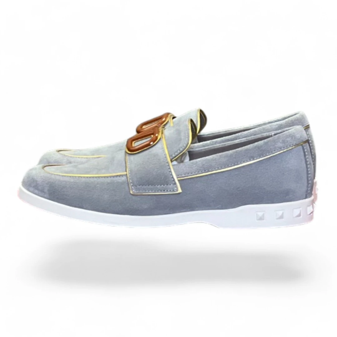 VALENTINO garavani VLogo Signature suede loafer grey
