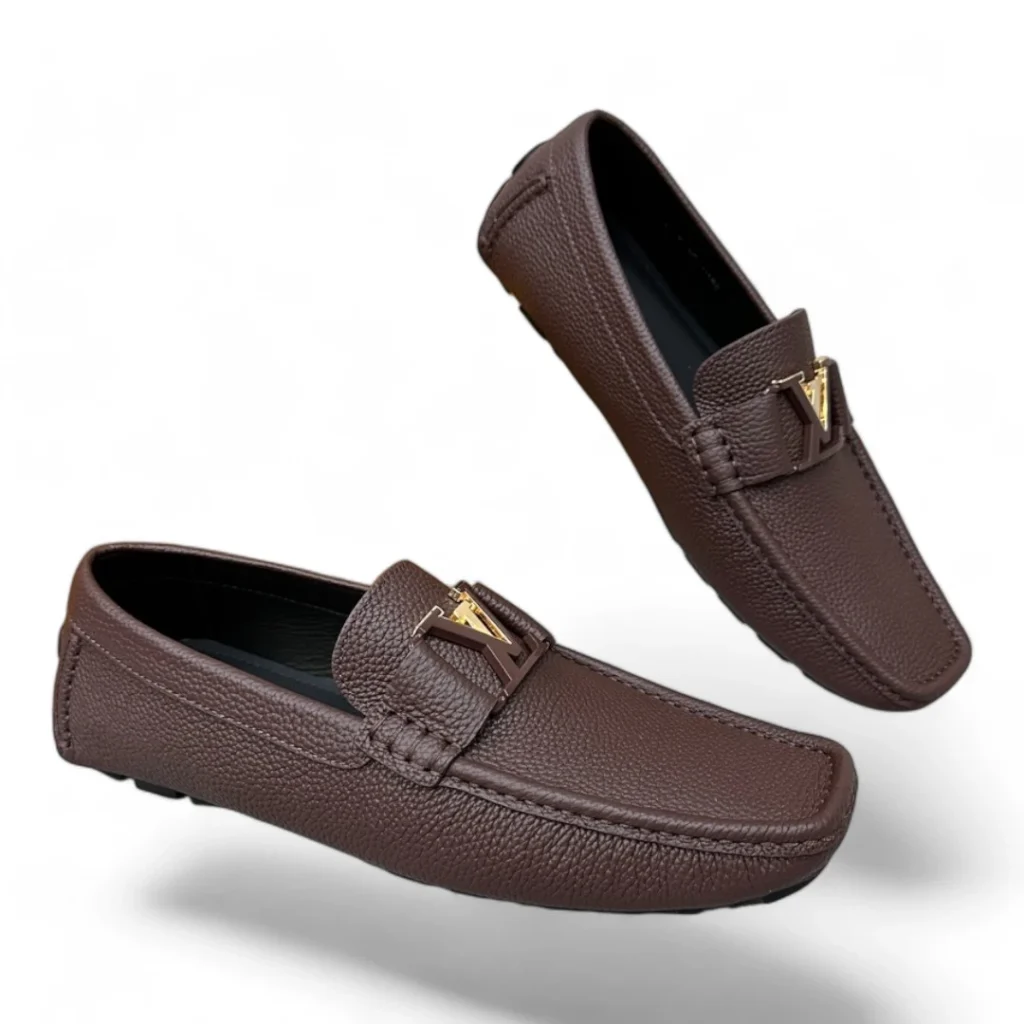 LOUIS VUITTON lv formal calf leather loafer brown
