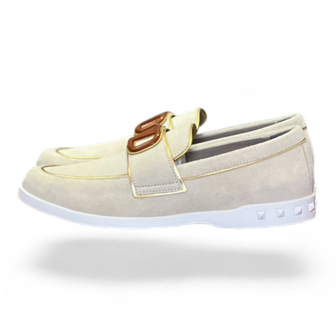 VALENTINO garavani VLogo Signature suede loafer beige