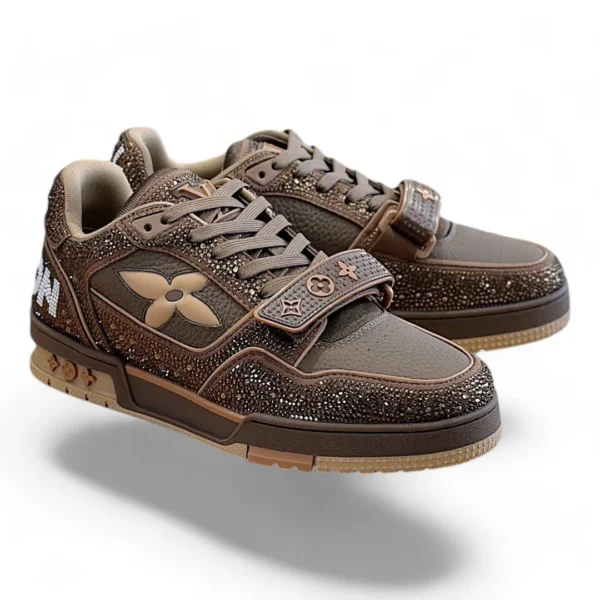 LOUIS VUITTON lv trainer brown and beige strass