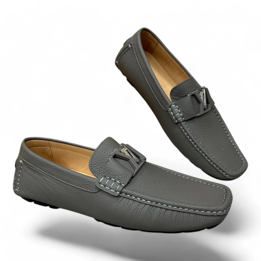 LOUIS VUITTON lv formal calf leather loafer charcoal