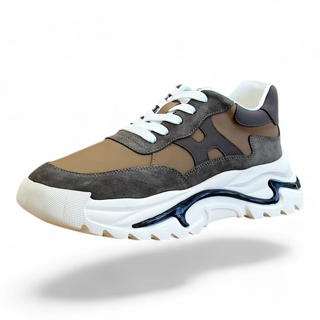 HERMÈS bounce sneaker olive and brown