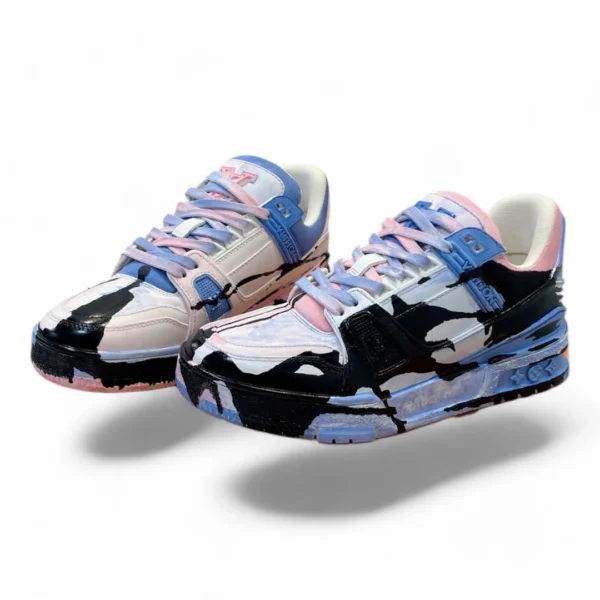 LOUIS VUITTON lv trainer pink, black, and blue