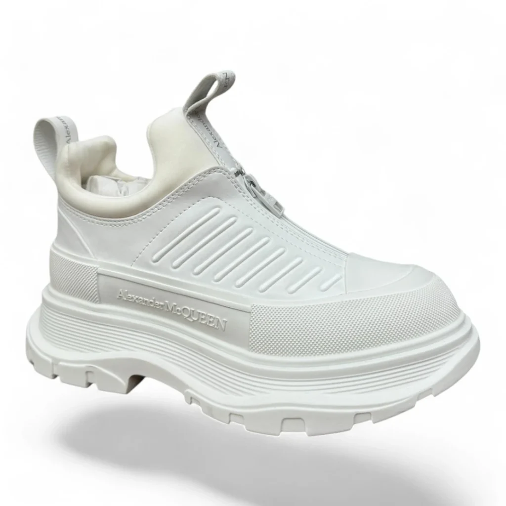 ALEXANDER MCQUEEN tread slick zip white