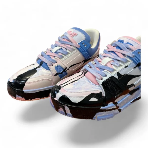 LOUIS VUITTON lv trainer pink, black, and blue